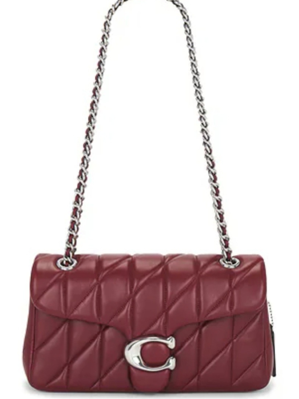 Coach Quilted Tabby 20 Red Leather Shoulder Bag with Chain Strap - Picture 4 of 11